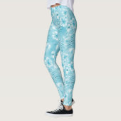 Tropische Aqua White Orchids Hibiscus Floral Leggings (Links)