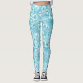 Tropische Aqua White Orchids Hibiscus Floral Leggings (Voorkant)
