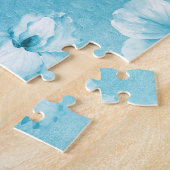 Tropische Aqua White Orchids Hibiscus Floral Legpuzzel (Zijkant)