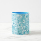 Tropische Aqua White Orchids Hibiscus Floral Mok (Midden)