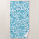 Tropische Aqua White Orchids Hibiscus Floral Strandlaken (Voorkant)