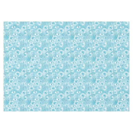 Tropische Aqua White Orchids Hibiscus Floral Tafelkleed (Voorkant (Horizontaal))