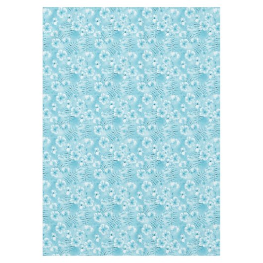 Tropische Aqua White Orchids Hibiscus Floral Tafelkleed (Voorkant)