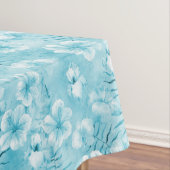 Tropische Aqua White Orchids Hibiscus Floral Tafelkleed (Voorbeeld)