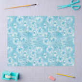 Tropische Aqua White Orchids Hibiscus Floral Tissuepapier (Craft)
