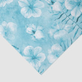 Tropische Aqua White Orchids Hibiscus Floral Tissuepapier (Detail)