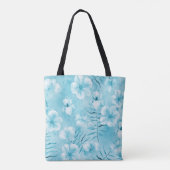 Tropische Aqua White Orchids Hibiscus Floral Tote Bag (Achterkant)