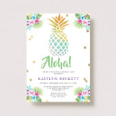 Tropische Aquarel Ananas Verjaardag Luau Kaart