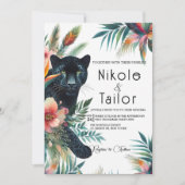 Tropische Aquarel Bloem en Jaguar Kaart (Voorkant)