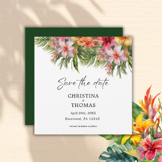 Tropische Aquarel Bloemige Bewaar de Datum Save The Date