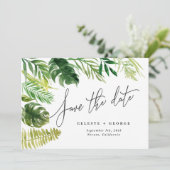 Tropische aquarel bloemige save the date (Staand voorkant)