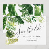 Tropische aquarel bloemige save the date (Voorkant / Achterkant)