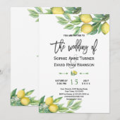 Tropische Aquarel Citroen Vruchten Bloemen Bruilof Kaart (Voorkant / Achterkant)