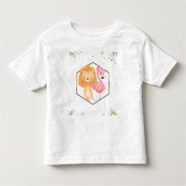 Tropische Aquarel Flamingo & Leeuw Baby Shower Kinder Shirts