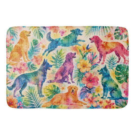 Tropische Aquarel Honden Badmat (Voorkant)
