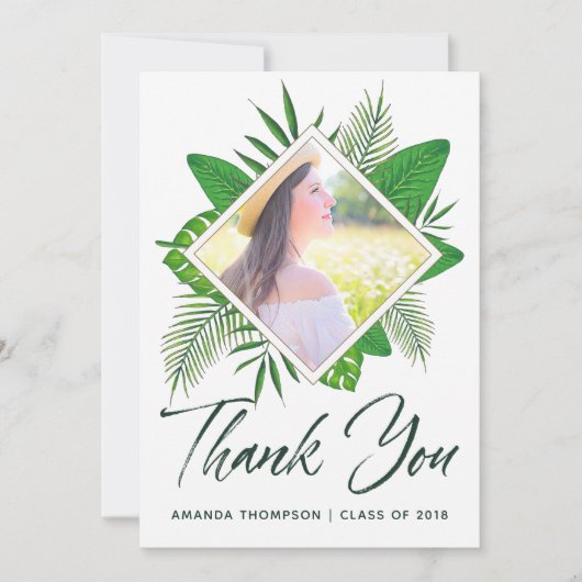 Tropische Aquarel Luau Afstudeer Dankjewel Aankondiging (Voorkant)