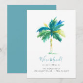 Tropische Aquarel Palmboom Verhuisbericht Aankondiging (Voorkant / Achterkant)