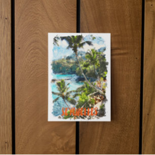 Tropische Aquarel Seychellen Eiland Schilderij Briefkaart