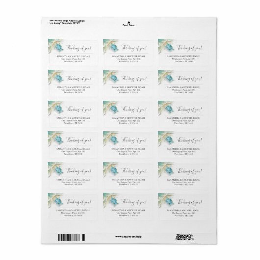 Tropische Aquarel Zee Schildpad Oceaan Adres Etiket (Full Sheet)