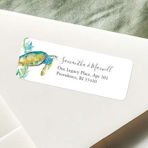 Tropische Aquarel Zeeschildpad Adreslabels Etiket