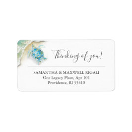Tropische Aquarel Zeeschildpad Oceaan Adres Etiket