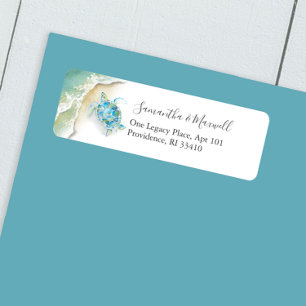 Tropische Aquarel Zeeschildpad Retouradres Etiket