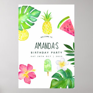 Tropische Aquarel Zomer Verjaardag Poster