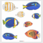Tropische Aquarium Reef Vis Illustraties Sticker (Vel)