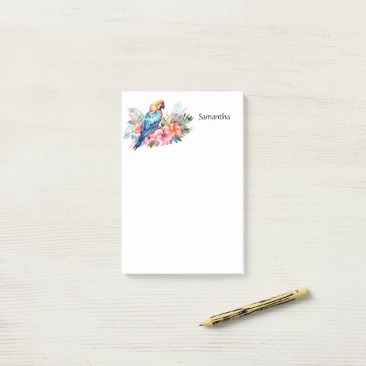 Tropische Ara Papegaai Gepersonaliseerd 4x6 Post-it® Notes (Op bureau)