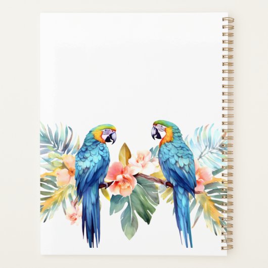 Tropische Ara Papegaai Gepersonaliseerde Planner (Achterkant)