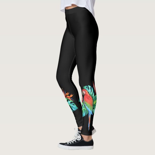 Tropische ara papegaai op zwart leggings (Links)