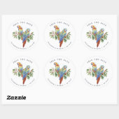 Tropische Ara Save the Date Huwelijk Ronde Sticker (Vel)