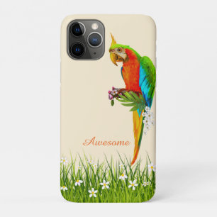 Tropische Ara & Witte Bloemen op Licht Beige Case-Mate iPhone Case