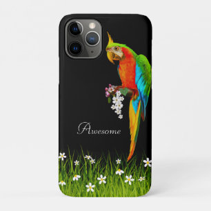 Tropische Ara & Witte Bloemen op Zwart Case-Mate iPhone Case
