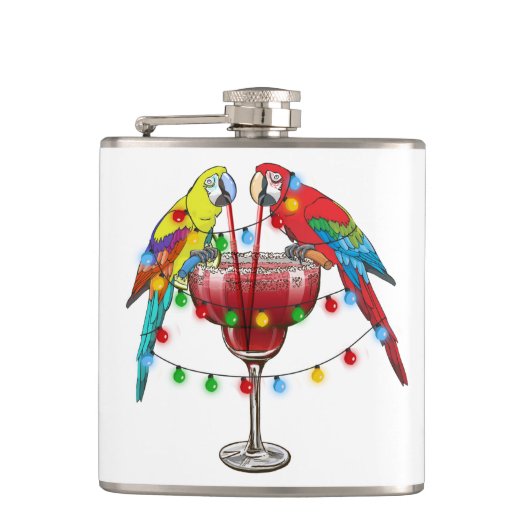 Tropische ara's Drink wijn Heupfles (Voorkant)