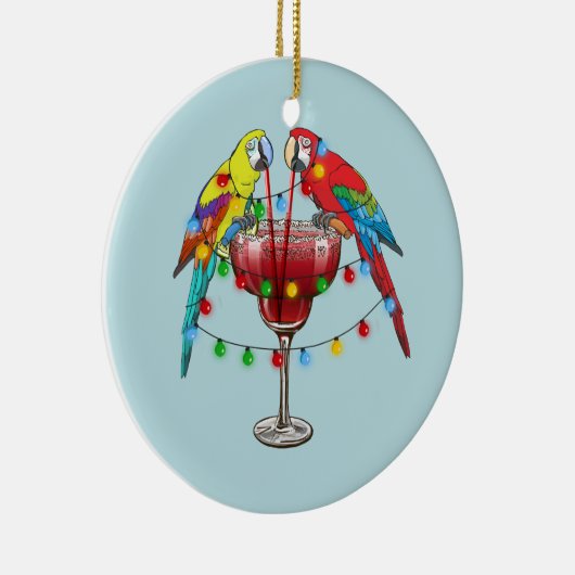 Tropische ara's Drink wijn Keramisch Ornament (Rechts)