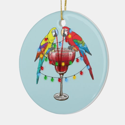 Tropische ara's Drink wijn Keramisch Ornament (Links)