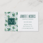 Tropische Australische valstpalm | Monogram Visitekaartje (Voorkant)