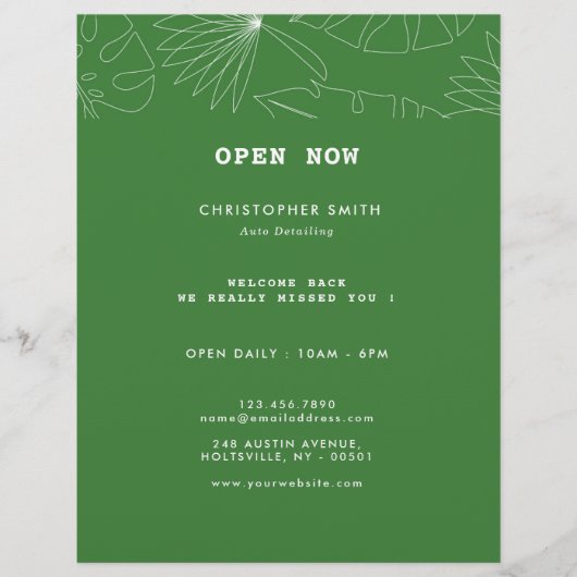 Tropische automatische detailservice flyer (Voorkant)