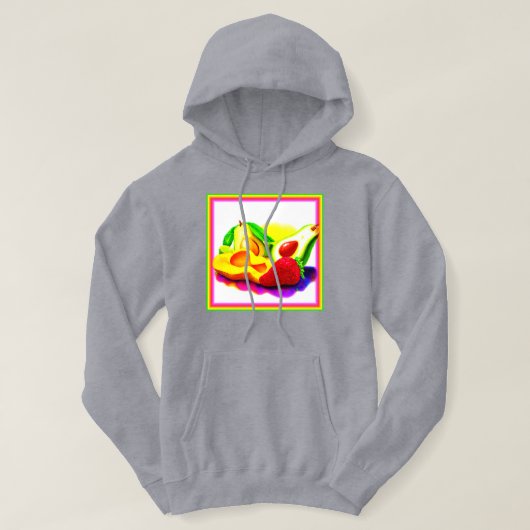 Tropische Avocado, aardbei en Mango. Bestel nu Hoodie (Design voorkant)