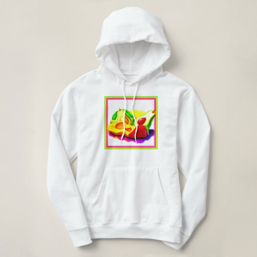 Tropische Avocado, aardbei en Mango. Bestel nu Hoodie (Design voorkant)