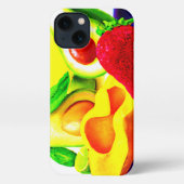 Tropische Avocado, aardbei en Mango. Bestel nu iPhone Hoesje (Achterkant)
