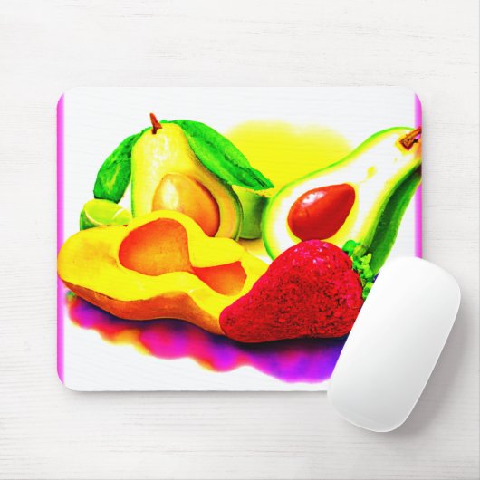 Tropische Avocado, aardbei en Mango. Bestel nu Muismat (Met muis)