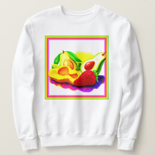 Tropische Avocado, aardbei en Mango. Bestel nu Trui (Design voorkant)