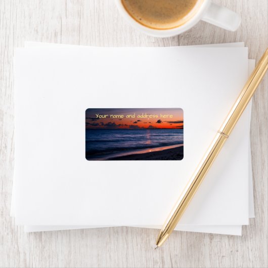 Tropische avondstrand van Fiji Etiket (Insitu)