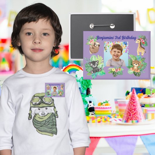 Tropische Baby Dieren Button Kids Verjaardag Favor