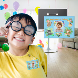 Tropische Baby Dieren Button Kids Verjaardag Favor