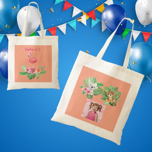 Tropische Baby Dieren Canvas tas Kids Verjaardag F