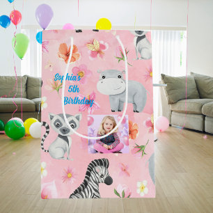 Tropische Baby Dieren Gift Bag voor Kids Verjaarda Medium Cadeauzakje