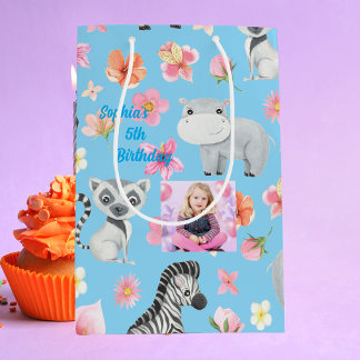 Tropische Baby Dieren Gift Bag voor Kids Verjaarda Medium Cadeauzakje